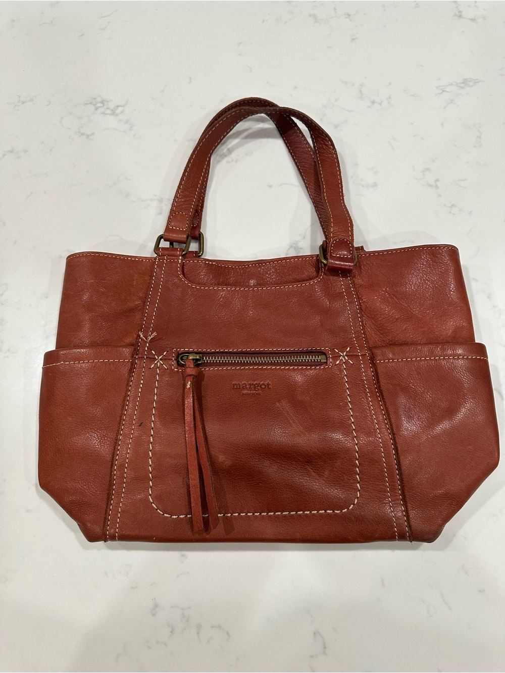 Margot New York Brown Leather Classic Tote Bag